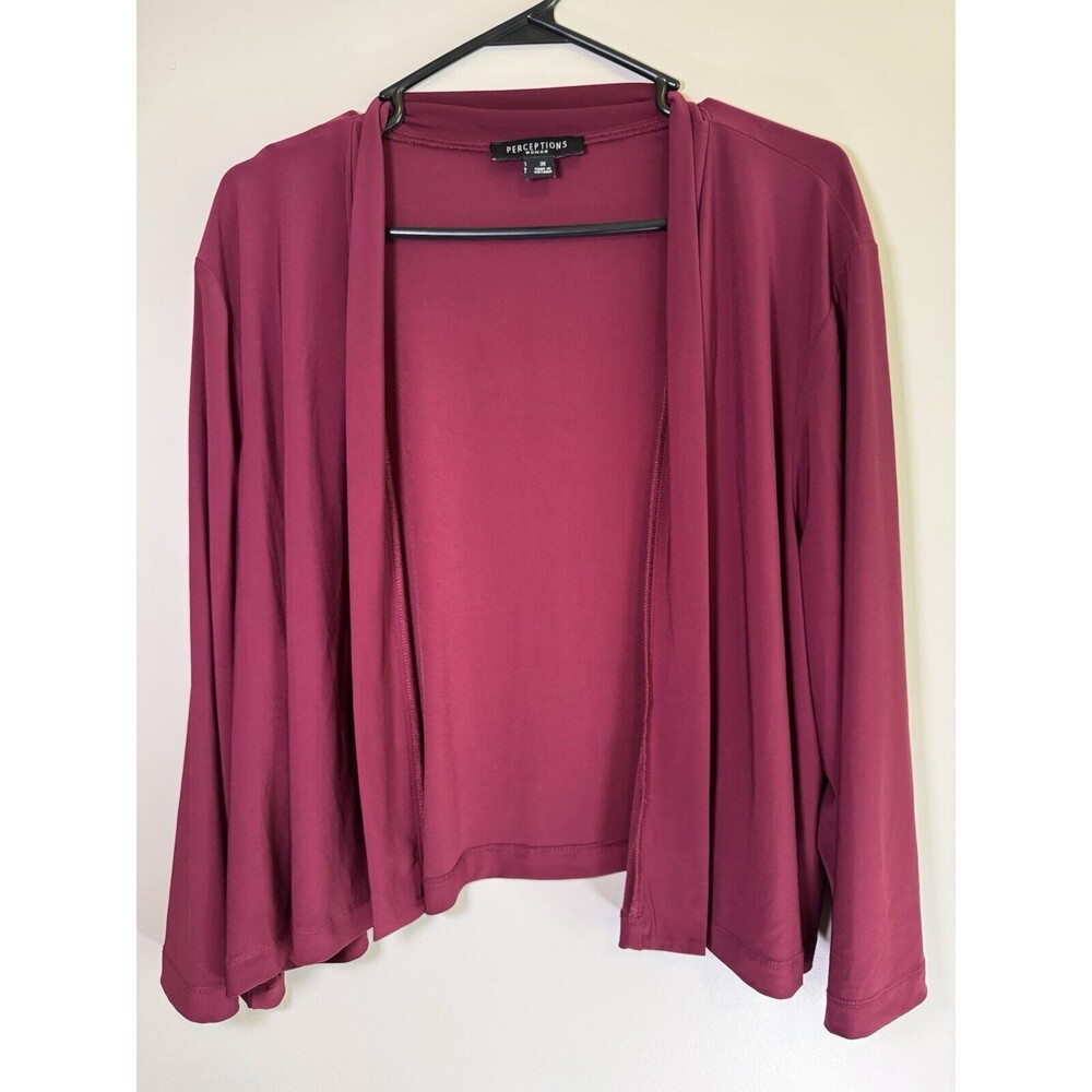 Perceptions Woman Pink Maroon Cardigan Long Sleeves Size 3X